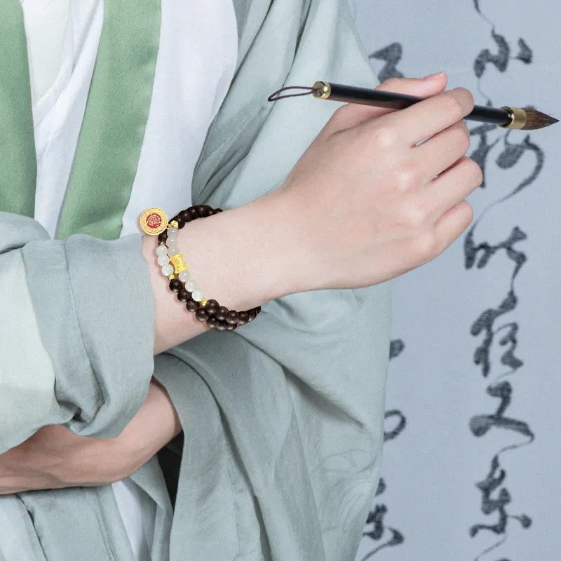 Jodie&Kevin The God Of Wealth Ancestral Court Joint Name Ebony Bracelets Unisex-1