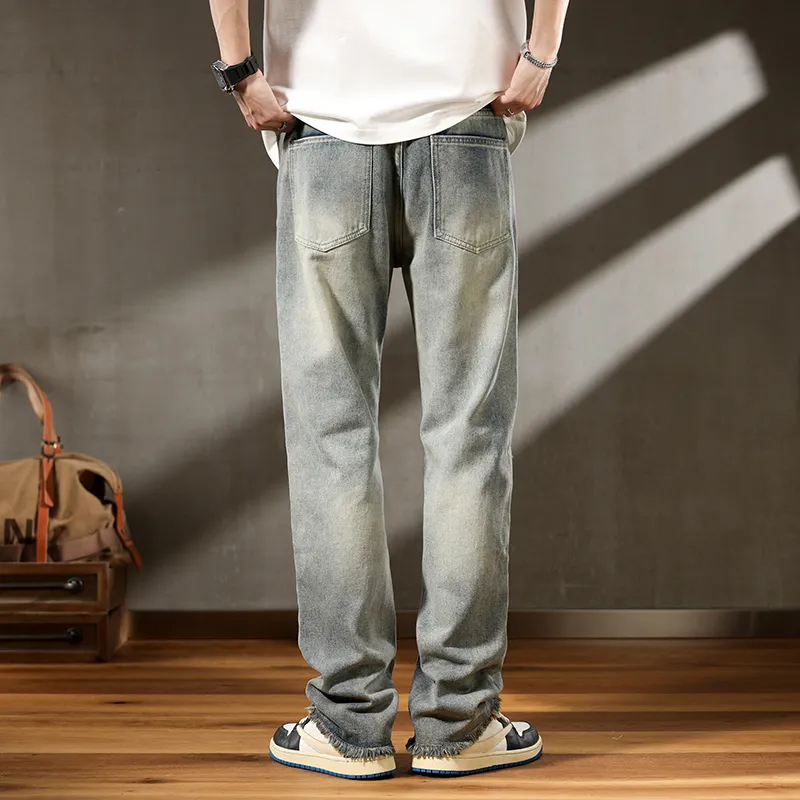 FAIRWHALE Jeans Unisex Ripped Denim Blue-6