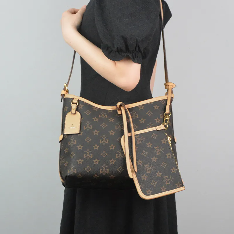 MISS GAIL Synthetic Leather Tote Bag Shopping Bag Handbag Crossbody Bag Shoulder Bag Medium Size Women's White Brown-19