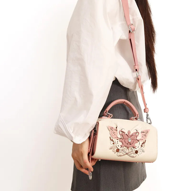 MISS GAIL Synthetic Leather One Shoulder Handbag Regular Women's White & Pink-6
