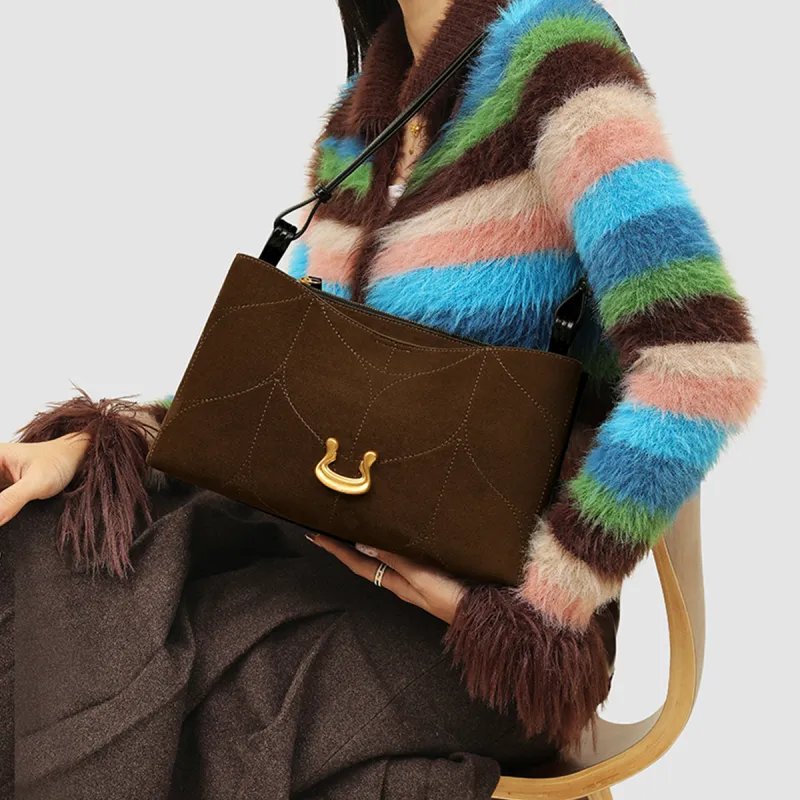 JUST STAR Synthetic Leather Portable Crossbody Underarm Shoulder Bag Regular Women's Brown/Black/White-2