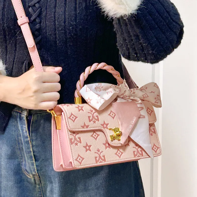 MISS GAIL Artificial Leather Shoulder Bag, Crossbody Bag, Handbag Regular Women's White/Pink-5
