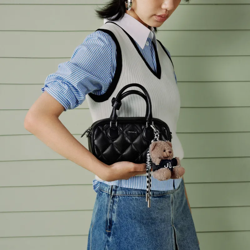 JUST STAR Synthetic Leather Small Square Bag, Shoulder Bag, Crossbody Bag, Handbag Trumpets Women's White/Black-33