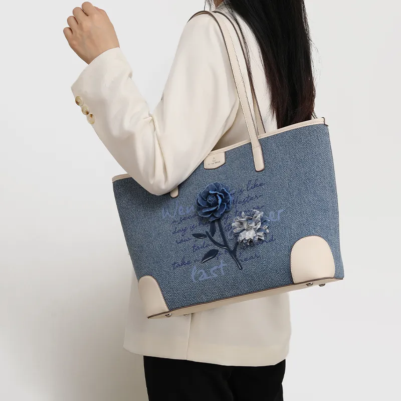 MISS GAIL Synthetic Leather Handbag, Shoulder Bag Tubas Women's Blue-6