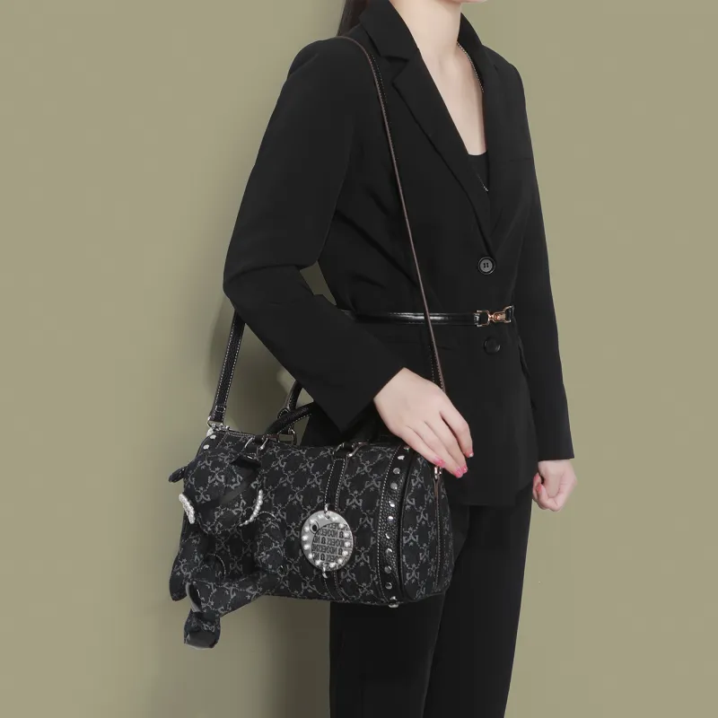 MISS GAIL Artificial Leather Handbag Shoulder Bag Crossbody Bag Regular Women's Black-12