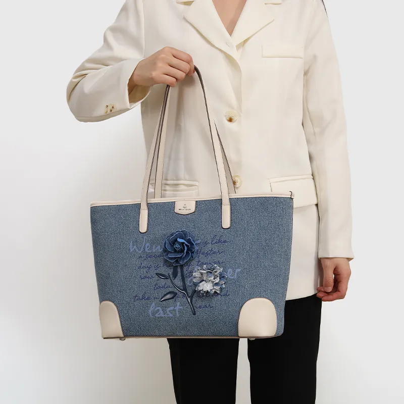 MISS GAIL Synthetic Leather Handbag, Shoulder Bag Tubas Women's Blue-5