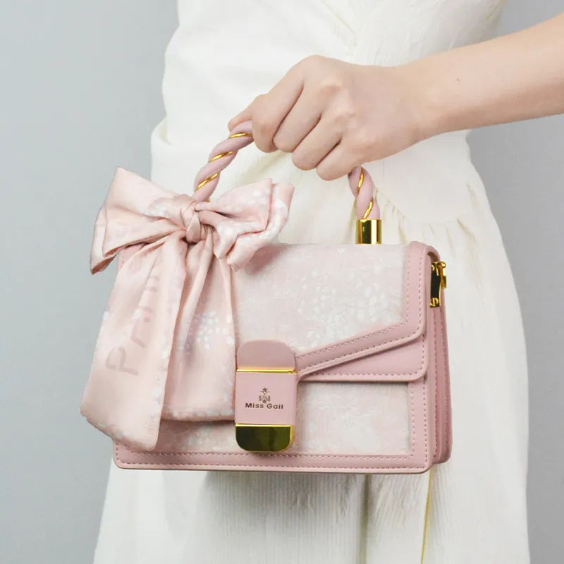 MISS GAIL Synthetic Leather Shoulder Bag, Crossbody Bag, Handbag Regular Women's Gray/Pink-18