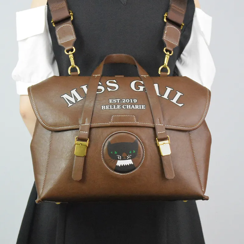 MISS GAIL Artificial Leather Backpack Women's Brown-6