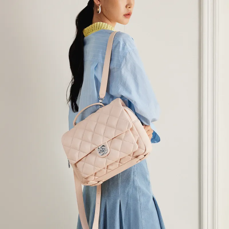 JUST STAR Synthetic Leather Carry Backpack Medium Size Women's White/Pink-5