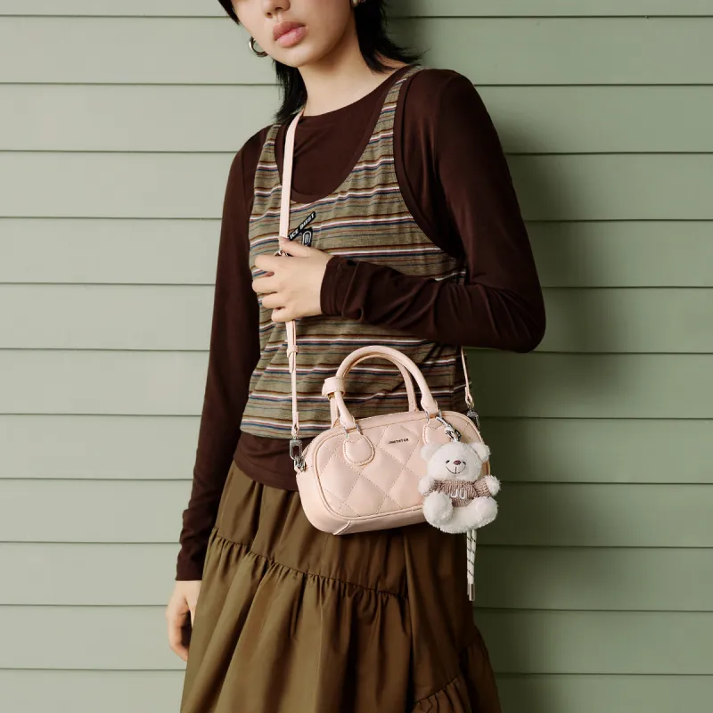 JUST STAR Synthetic Leather Small Square Bag, Shoulder Bag, Crossbody Bag, Handbag Trumpets Women's White/Black-28