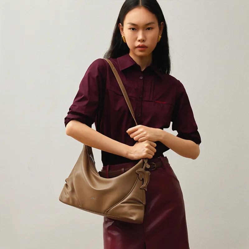JUST STAR Artificial Leather Shoulder Bag, Crossbody Bag, Handbag Medium Size Women's Black White Brown-28
