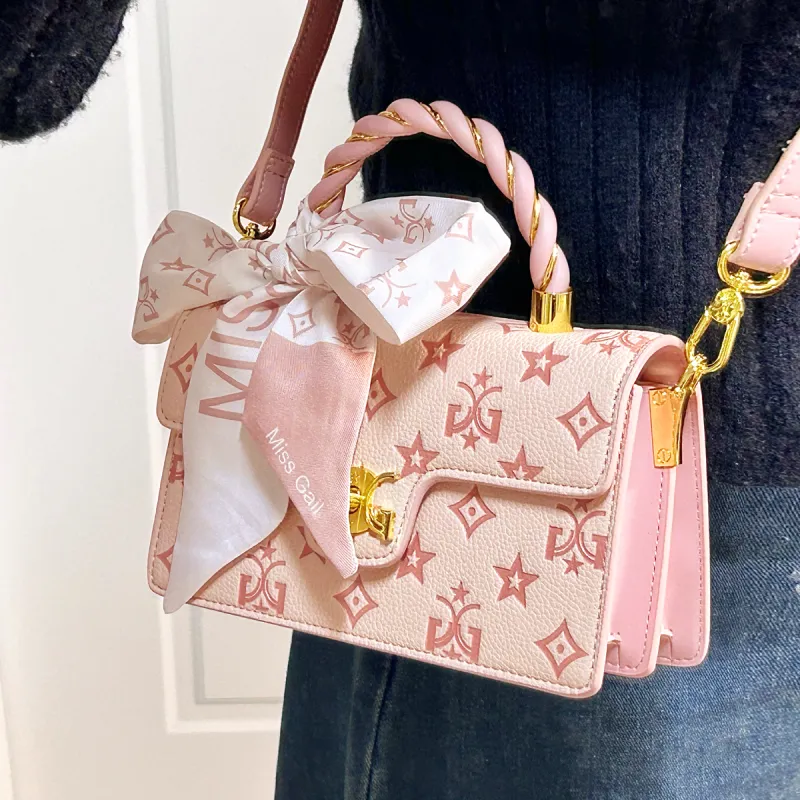 MISS GAIL Artificial Leather Shoulder Bag, Crossbody Bag, Handbag Regular Women's White/Pink-6