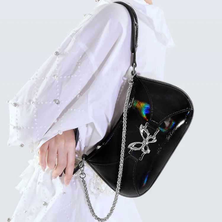 JUST STAR Artificial Leather Chain Bag Shoulder Bag Crossbody Bag Women's White Black-11