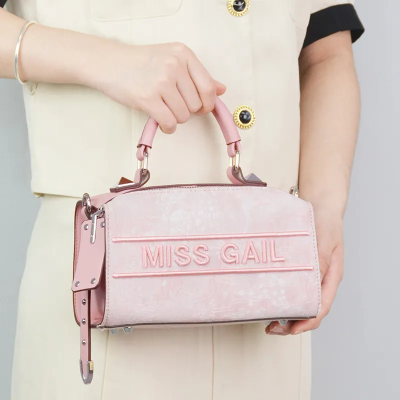 MISS GAIL Synthetic Leather Shoulder Bag, Crossbody Bag, Handbag Regular Women's Pink/Gray-7