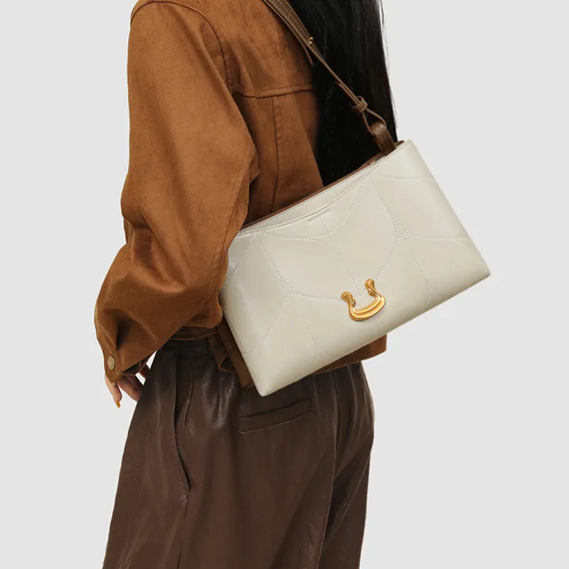 JUST STAR Synthetic Leather Portable Crossbody Underarm Shoulder Bag Regular Women's Brown/Black/White-11