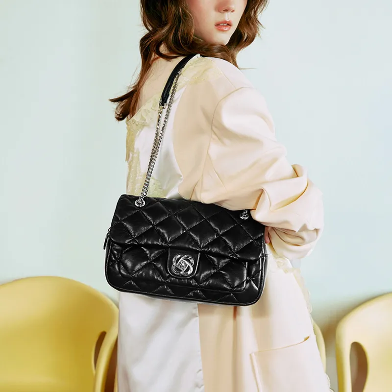 JUST STAR Synthetic Leather Portable Underarm Crossbody Bag, Shoulder Bag Regular Women's White/Black-12