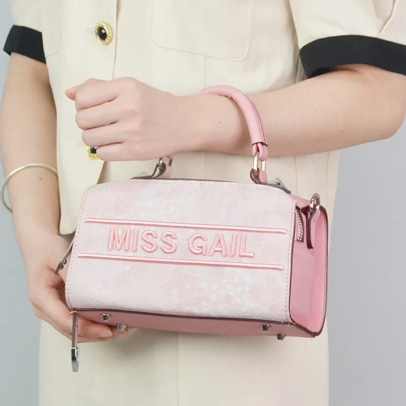 MISS GAIL Synthetic Leather Shoulder Bag, Crossbody Bag, Handbag Regular Women's Pink/Gray-6