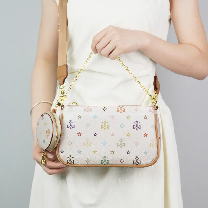 MISS GAIL Synthetic Leather Shoulder Bag, Crossbody Bag, Handbag Women's Monogram Multicolor-11