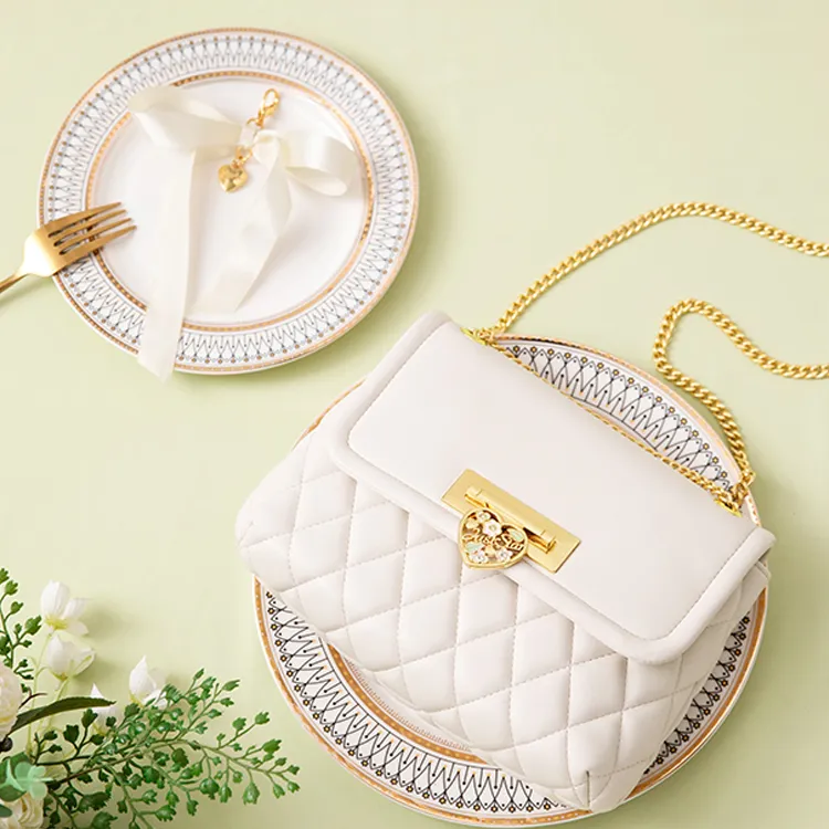 JUST STAR Synthetic Leather Small Square Bag, Shoulder Bag, Crossbody Bag Regular Women's White-3