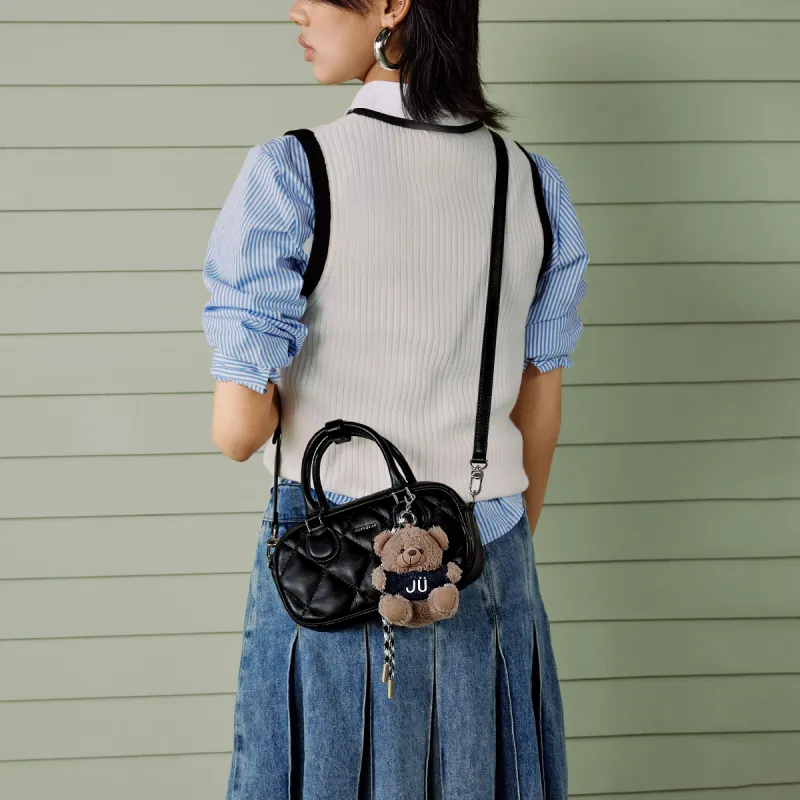 JUST STAR Synthetic Leather Small Square Bag, Shoulder Bag, Crossbody Bag, Handbag Trumpets Women's White/Black-34