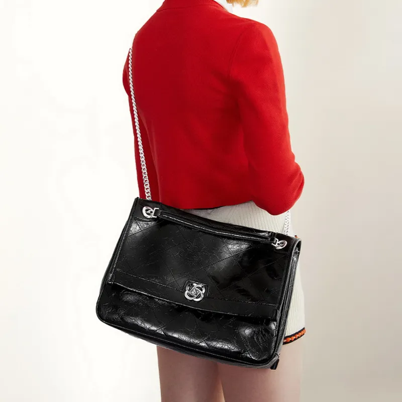 JUST STAR Synthetic Leather Crossbody Bags Shoulder Bags Women's Black/White/Blue-6