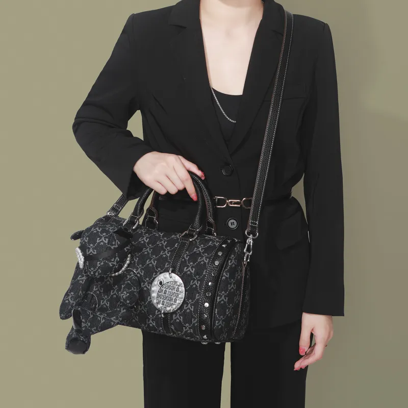 MISS GAIL Artificial Leather Handbag Shoulder Bag Crossbody Bag Regular Women's Black-5