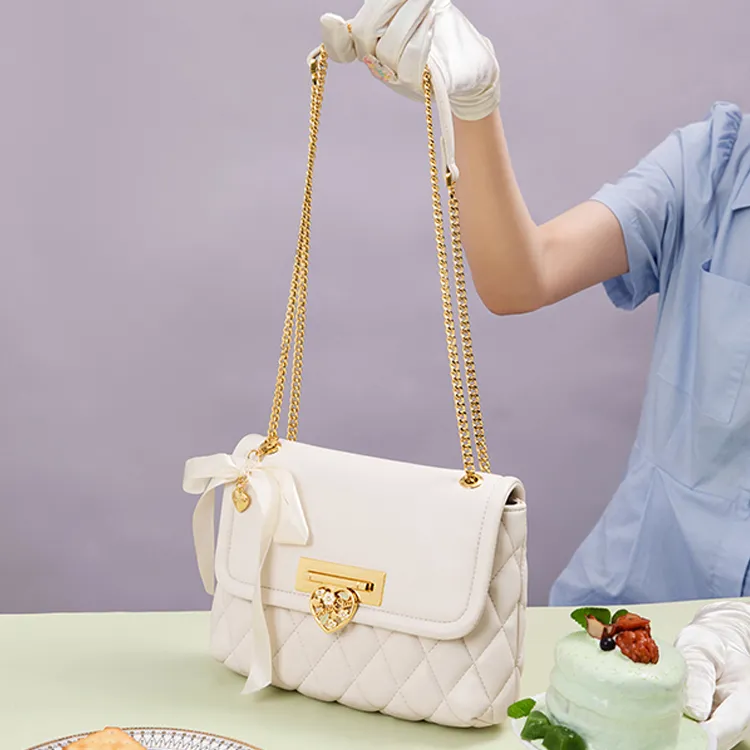 JUST STAR Synthetic Leather Small Square Bag, Shoulder Bag, Crossbody Bag Regular Women's White-5