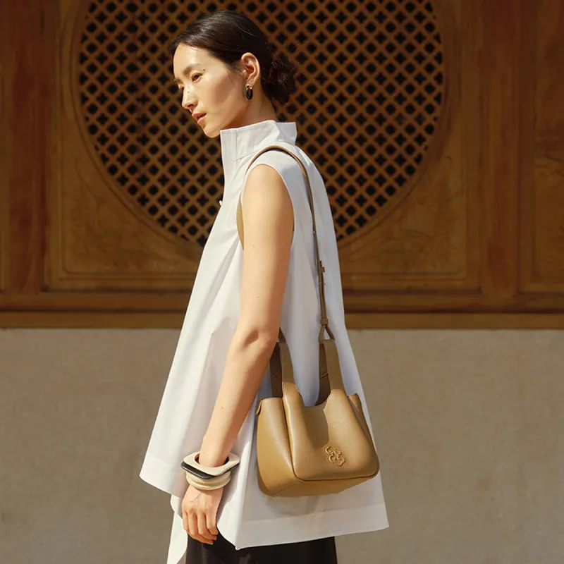 Look Cow Leather Shoulder Bag, Crossbody Bag, Handbag Women's White/Black/Brown-7