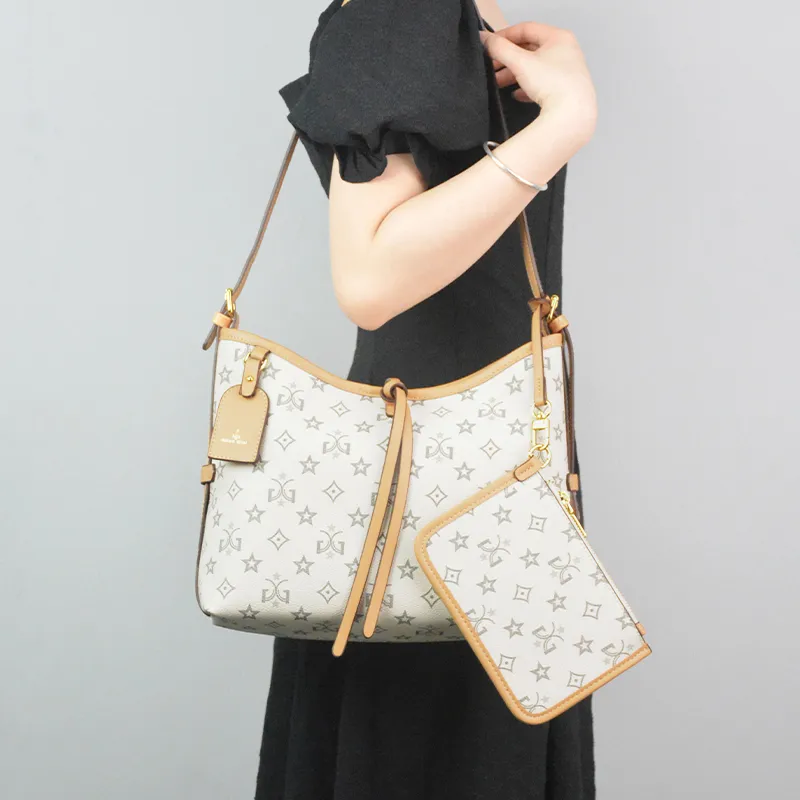 MISS GAIL Synthetic Leather Tote Bag Shopping Bag Handbag Crossbody Bag Shoulder Bag Medium Size Women's White Brown-11
