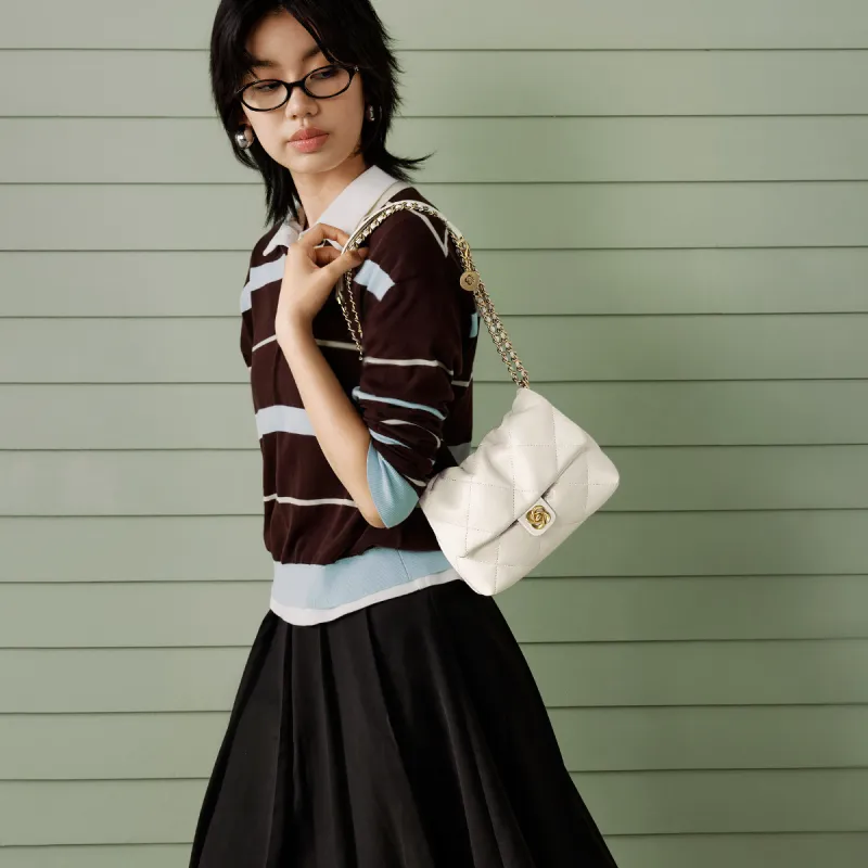JUST STAR Synthetic Leather Portable Crossbody Bag, Shoulder Bag Regular Women's White/Pink/Black-5