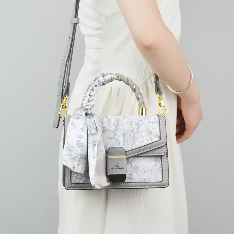 MISS GAIL Synthetic Leather Shoulder Bag, Crossbody Bag, Handbag Regular Women's Gray/Pink-11