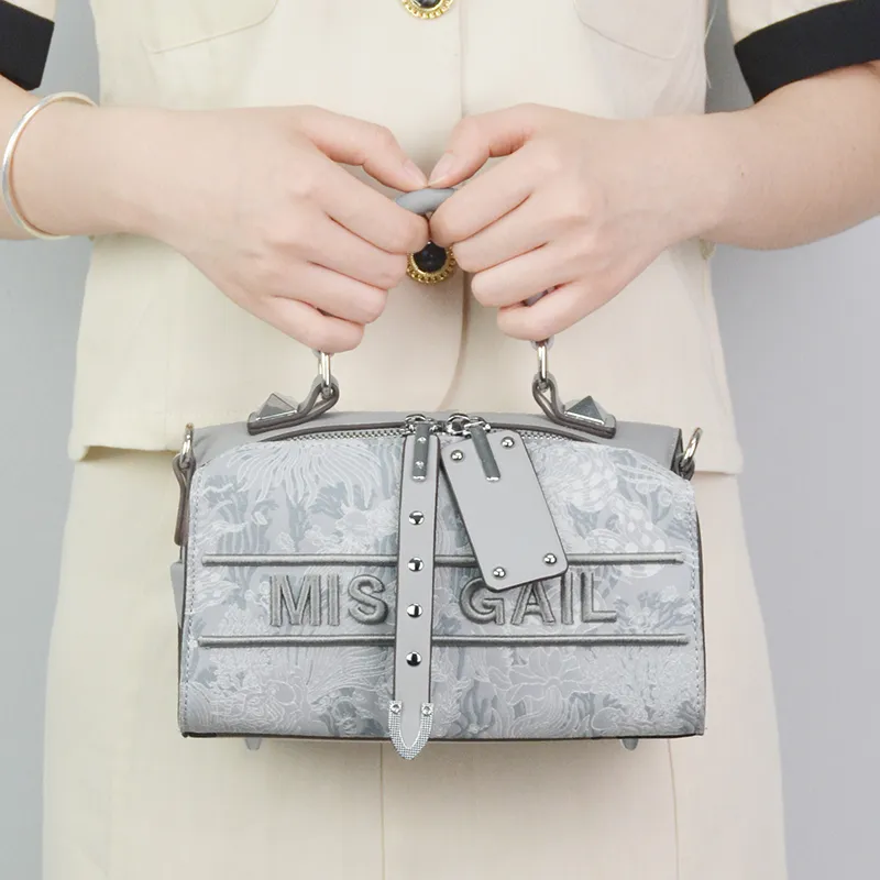 MISS GAIL Synthetic Leather Shoulder Bag, Crossbody Bag, Handbag Regular Women's Pink/Gray-14