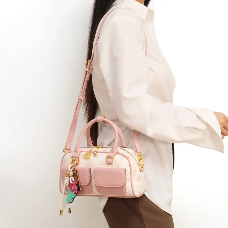 MISS GAIL Synthetic Leather Shoulder Bag, Crossbody Bag, Handbag Women's Monogram Blossom Pink-5