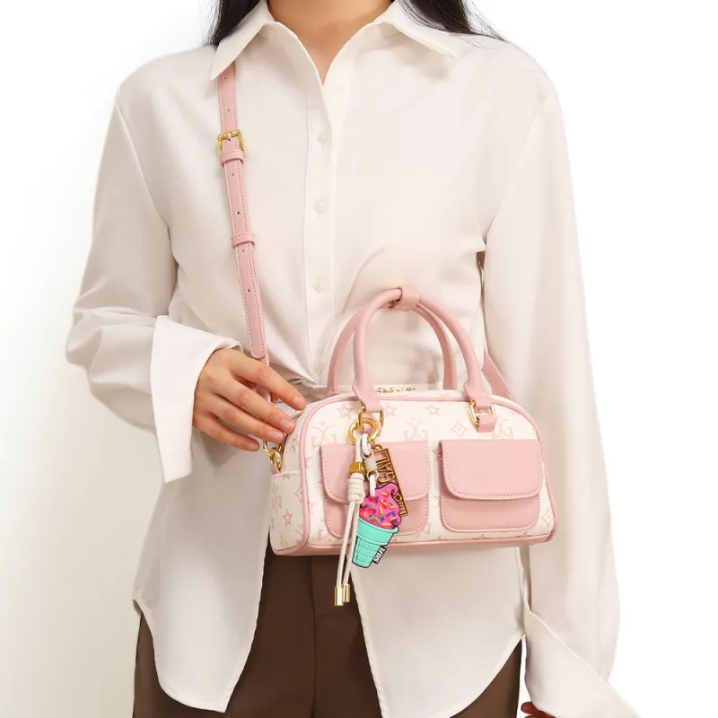 MISS GAIL Synthetic Leather Shoulder Bag, Crossbody Bag, Handbag Women's Monogram Blossom Pink-6