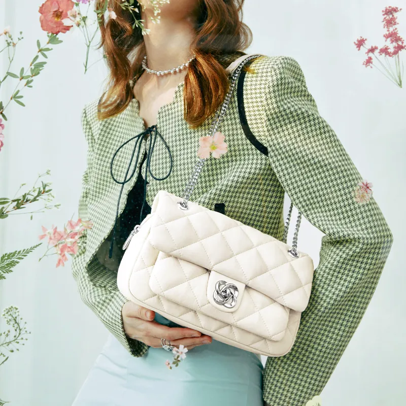 JUST STAR Synthetic Leather Portable Underarm Crossbody Bag, Shoulder Bag Regular Women's White/Black-3