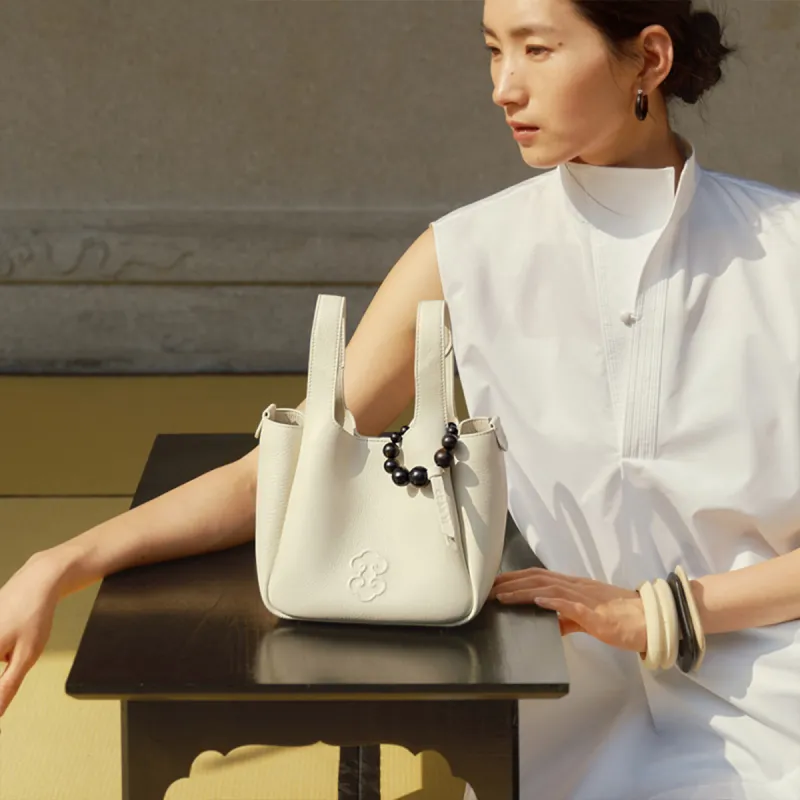 Look Cow Leather Shoulder Bag, Crossbody Bag, Handbag Women's White/Black/Brown-2