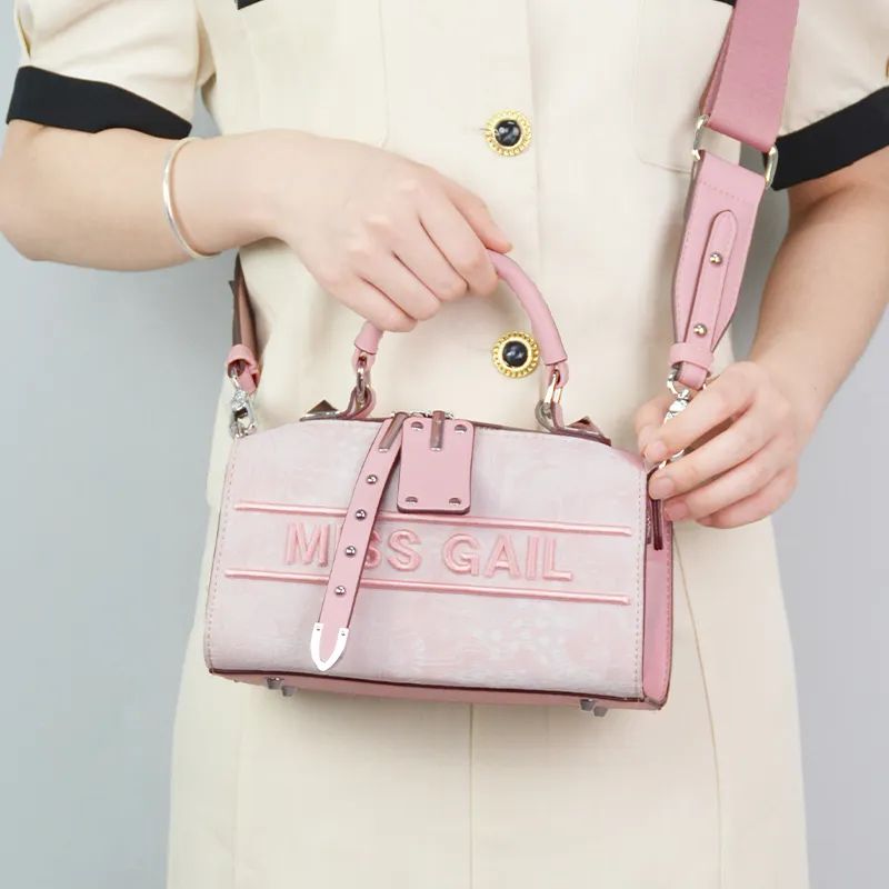 MISS GAIL Synthetic Leather Shoulder Bag, Crossbody Bag, Handbag Regular Women's Pink/Gray-8