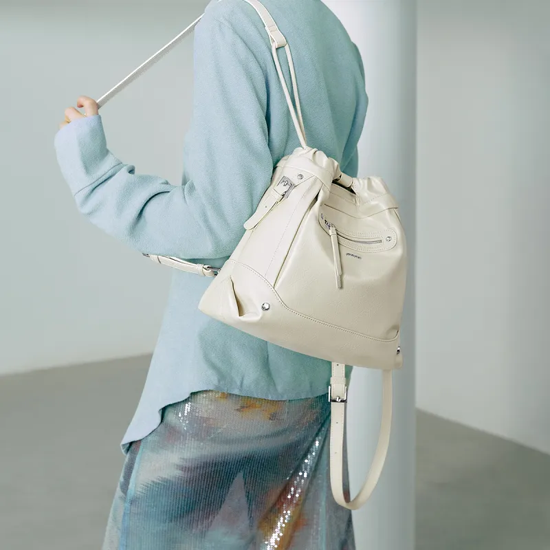 JUST STAR Waxed Leather Backpacks Medium Size Women's Multicolor-6