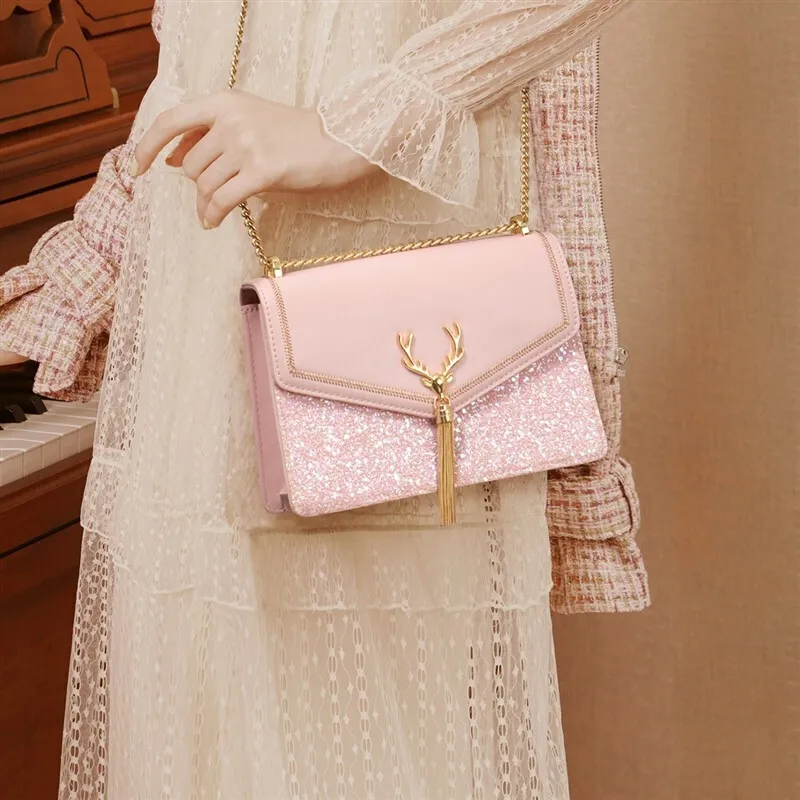 JUST STAR Leather Small Square Bag Envelope Bag Crossbody Bag Shoulder Bag Women's Multicolor-5