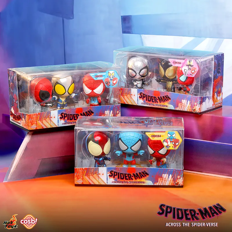 Hot Toys Spider Man  Across The Spider Verse In Frame Collection Cosbi Mini Set Chibi Figures-1