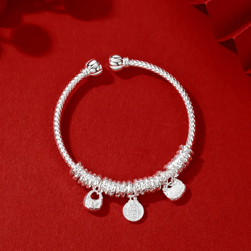IDEAL 999 Fine Silver Bangles Women's-3