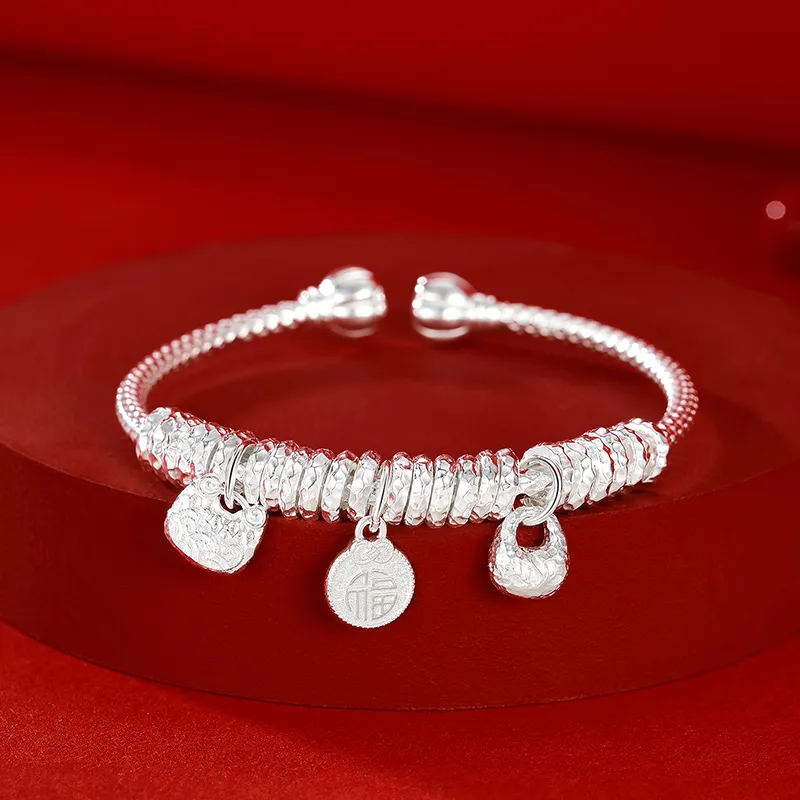 IDEAL 999 Fine Silver Bangles Women's-4