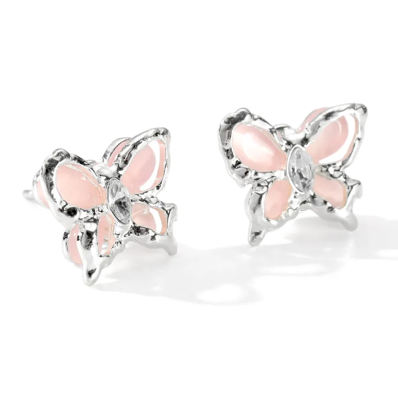 XXOFF Copper Alloy Resin Stud Earrings Women's Pink-3