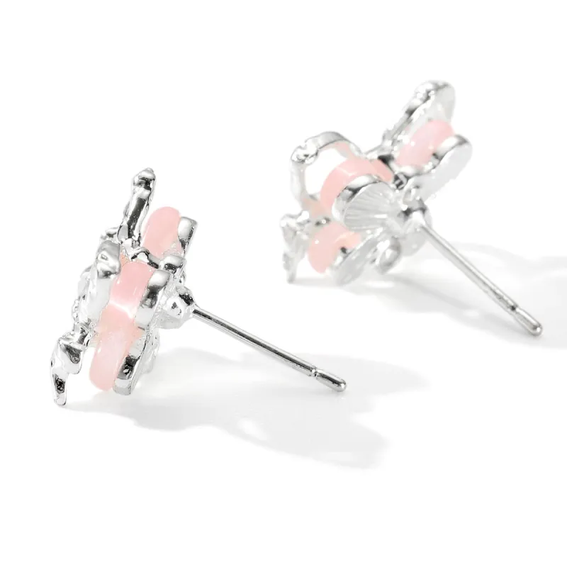 XXOFF Copper Alloy Resin Stud Earrings Women's Pink-6