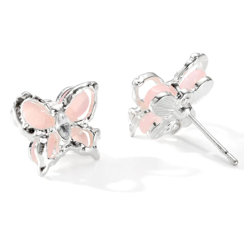 XXOFF Copper Alloy Resin Stud Earrings Women's Pink-5