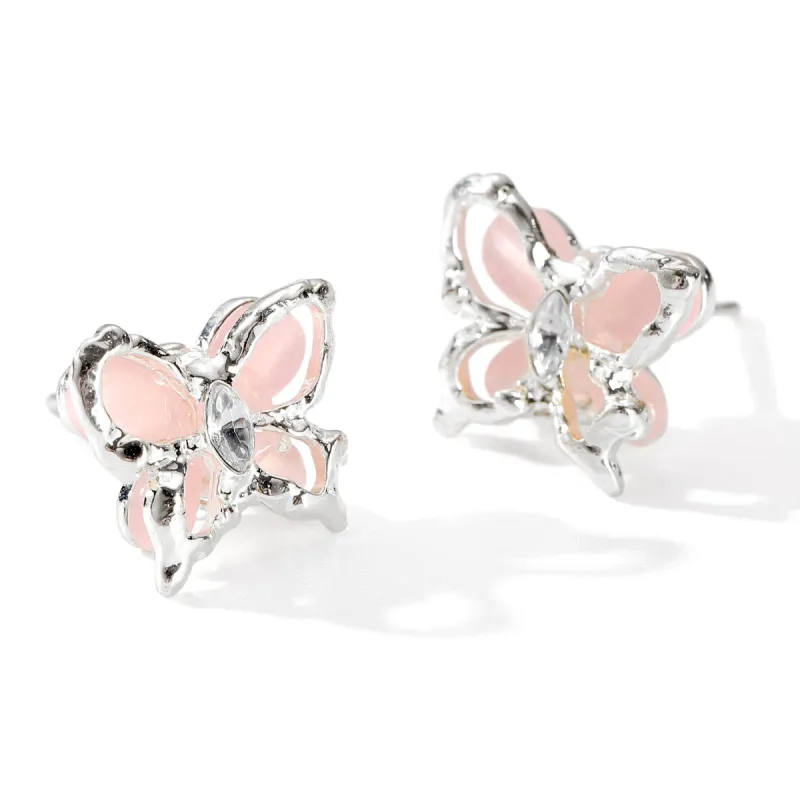 XXOFF Copper Alloy Resin Stud Earrings Women's Pink-1