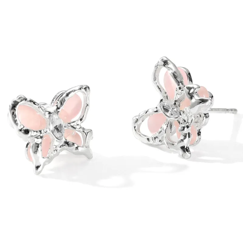 XXOFF Copper Alloy Resin Stud Earrings Women's Pink-4