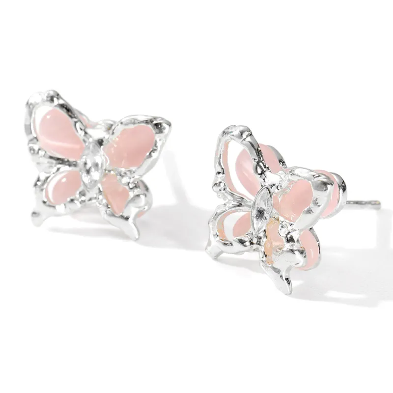 XXOFF Copper Alloy Resin Stud Earrings Women's Pink-2