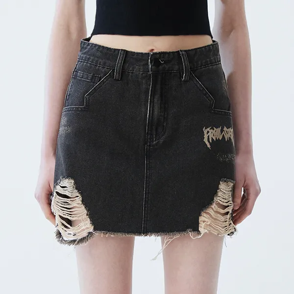 FRAIL STATE Denim Short Skirts Women's Black-2