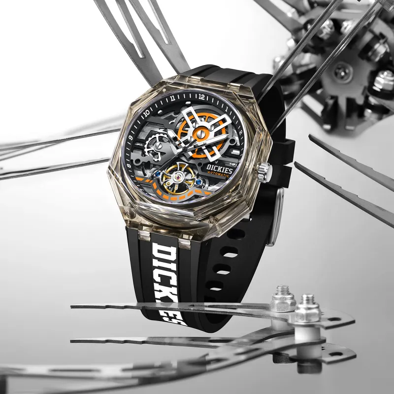 Dickies Starlight Collection Wrist Watch Mechanical Movement Cut Out Dial Unisex Shopping Bag+Box-11